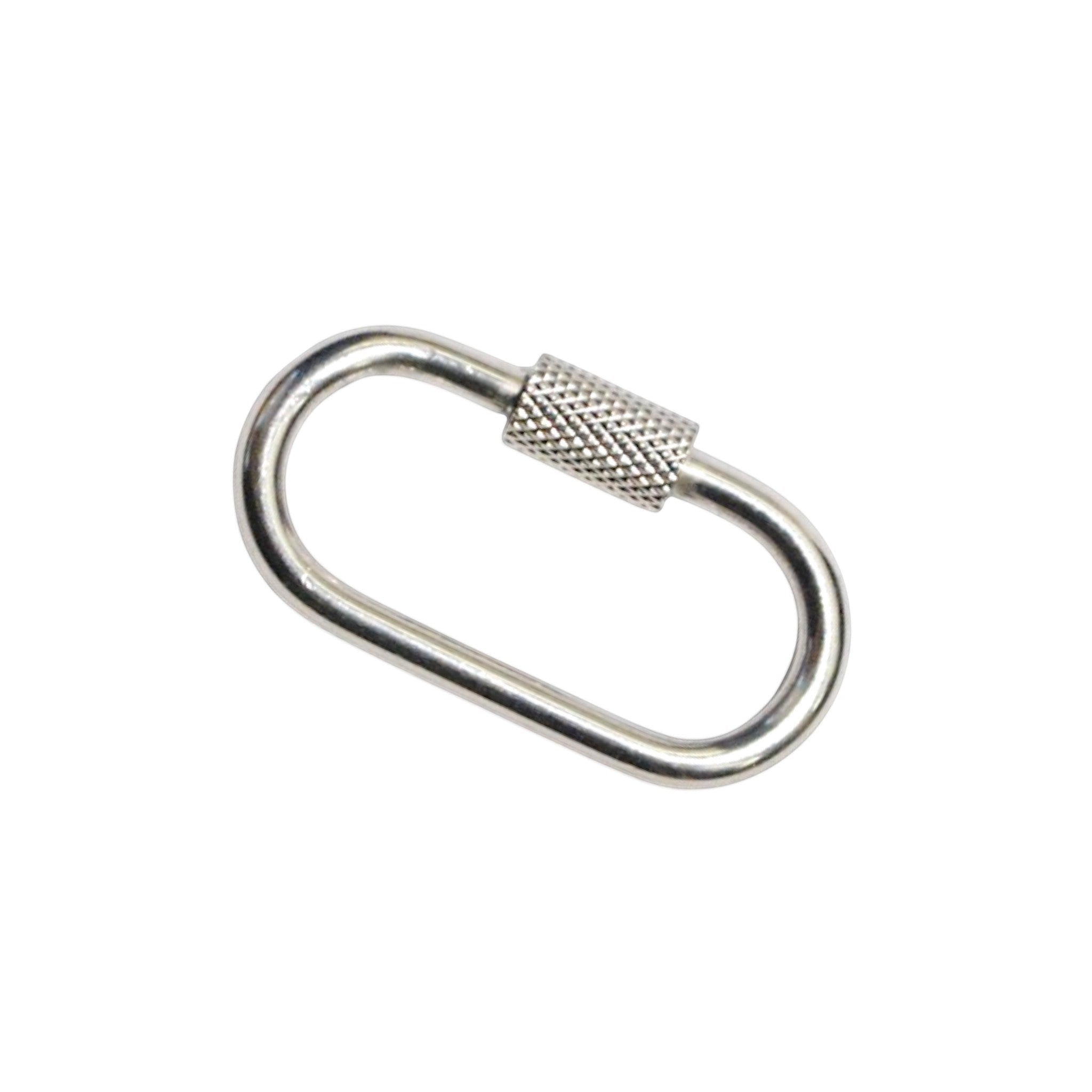 Srebrny adapter Paperclip marki HOOKS ze stali nierdzewnej z gwintowanym zapięciem do łańcuszków i biżuterii