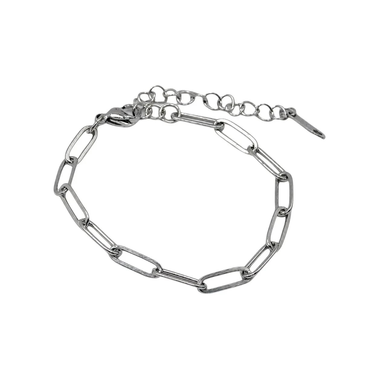 Minimalistyczna srebrna bransoletka HOOKS Base ze stali chirurgicznej z ogniwami typu łańcuch i zapięciem