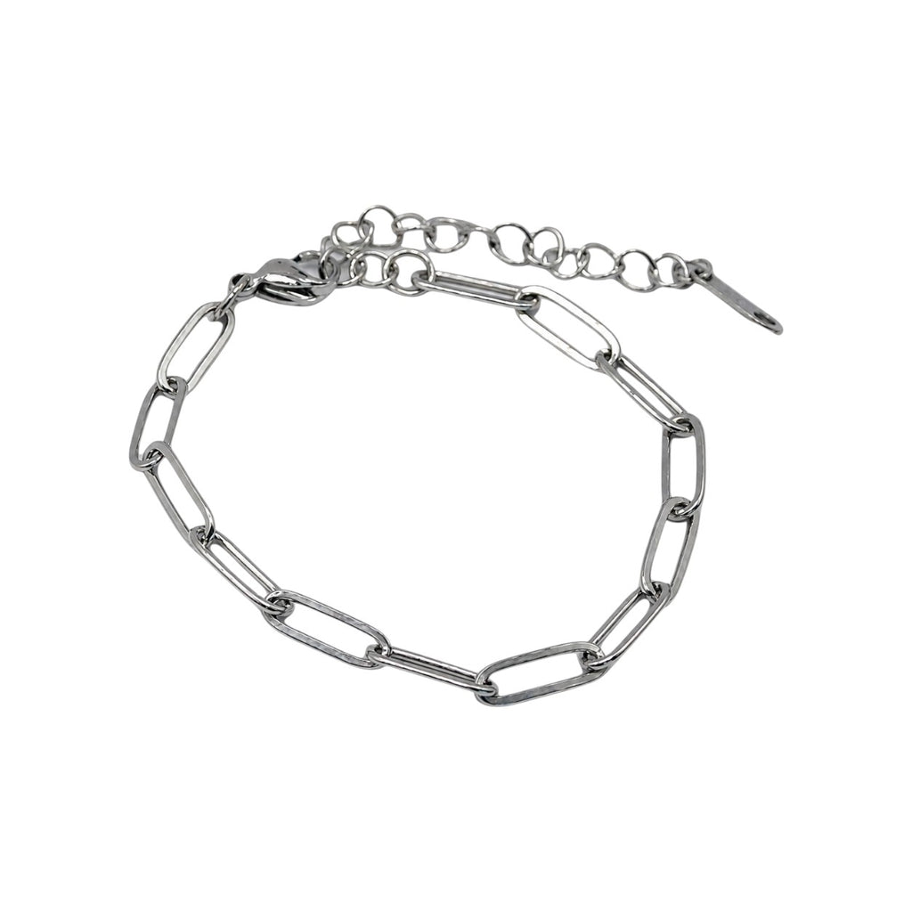 Minimalistyczna srebrna bransoletka HOOKS Base z ogniwami ze stali chirurgicznej do charmsów