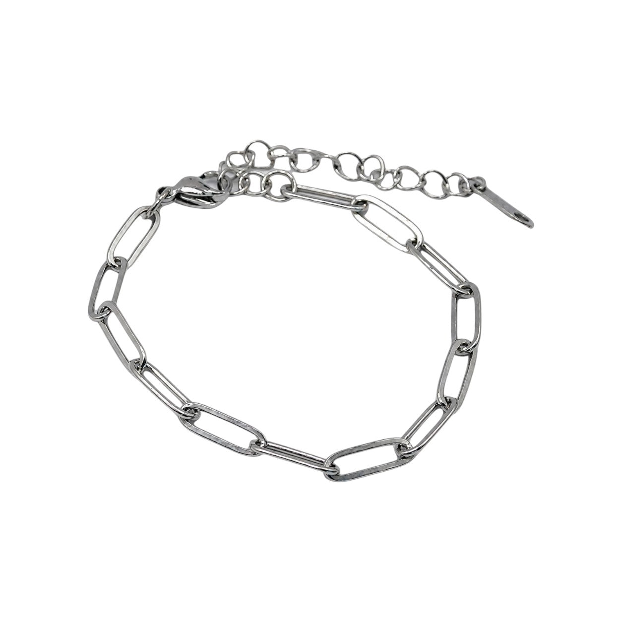 Minimalistyczna srebrna bransoletka HOOKS Base z ogniwami ze stali chirurgicznej do charmsów