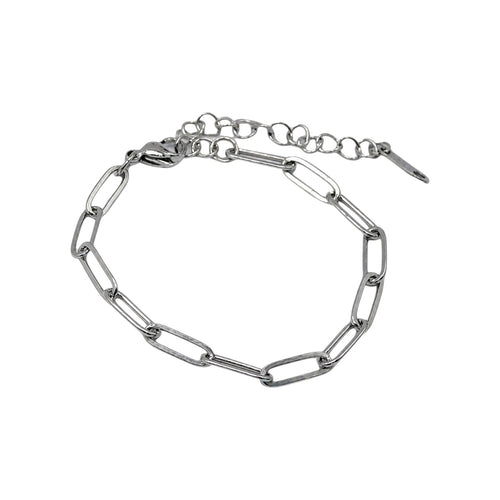 Minimalistyczna srebrna bransoletka HOOKS Base z ogniwami ze stali chirurgicznej do charmsów