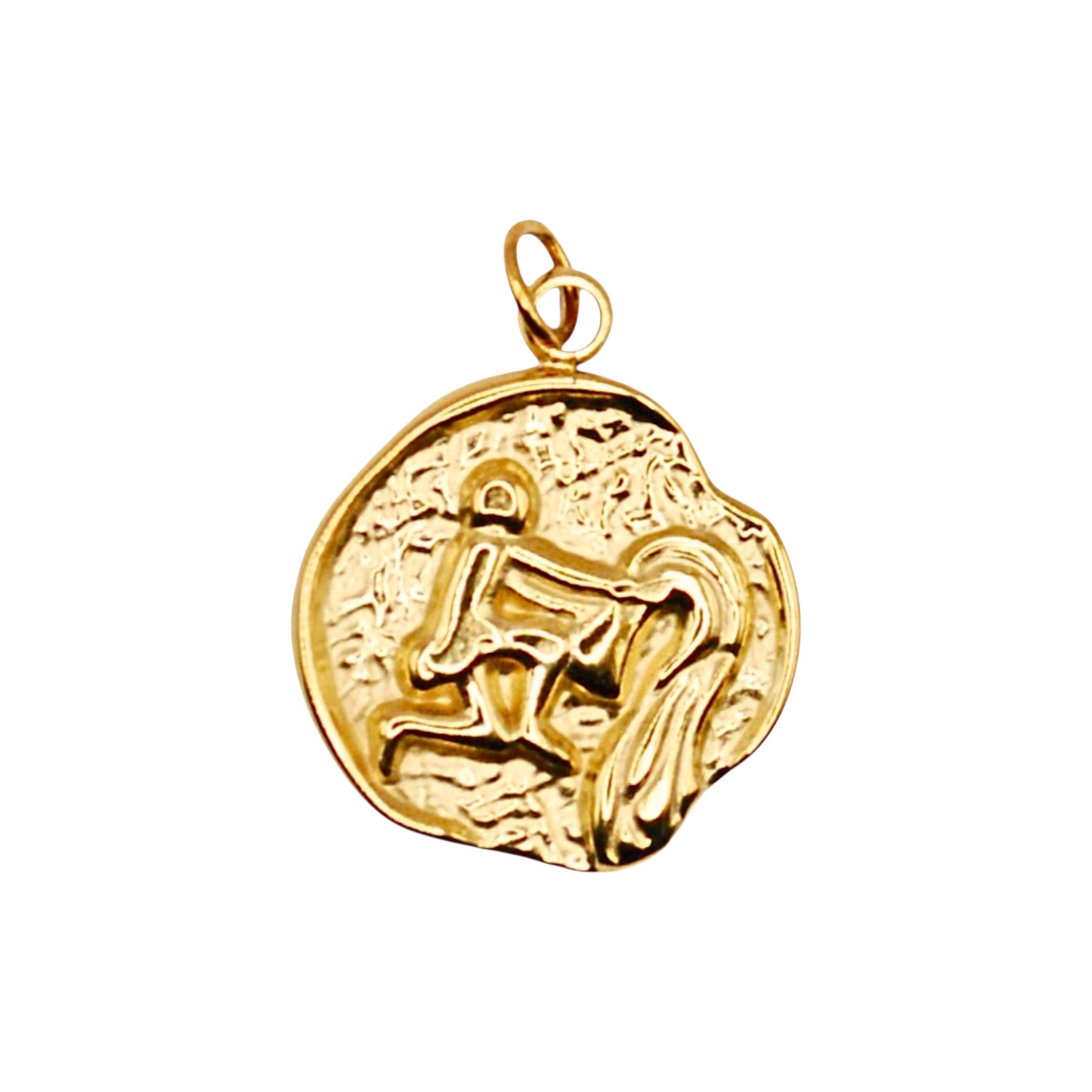 Złoty charms HOOKS Aquarius z motywem znaku zodiaku Wodnik, wykonany ze stali nierdzewnej z praktycznym zapięciem.