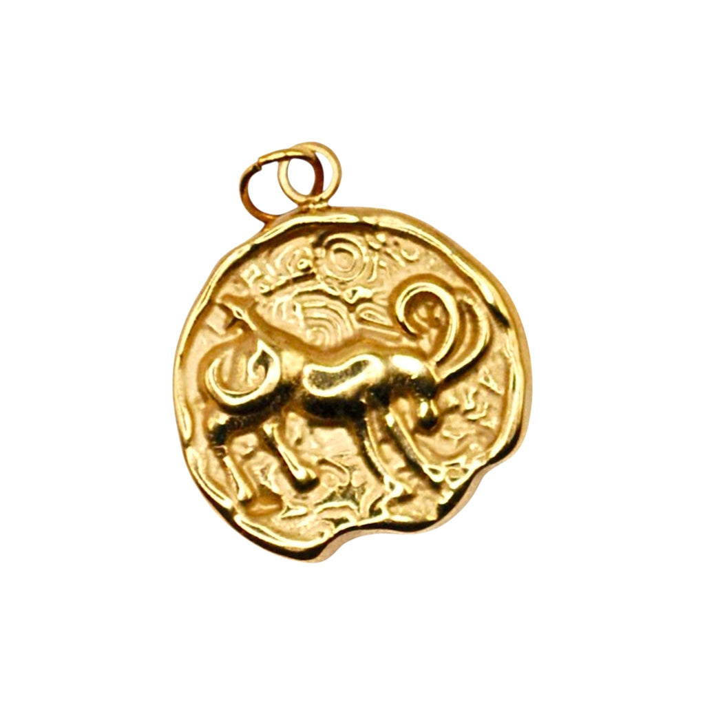 zloty-1 charms HOOKS Aries ze znakiem zodiaku barana, wykonany ze stali nierdzewnej z praktycznym zapięciem typu hook.