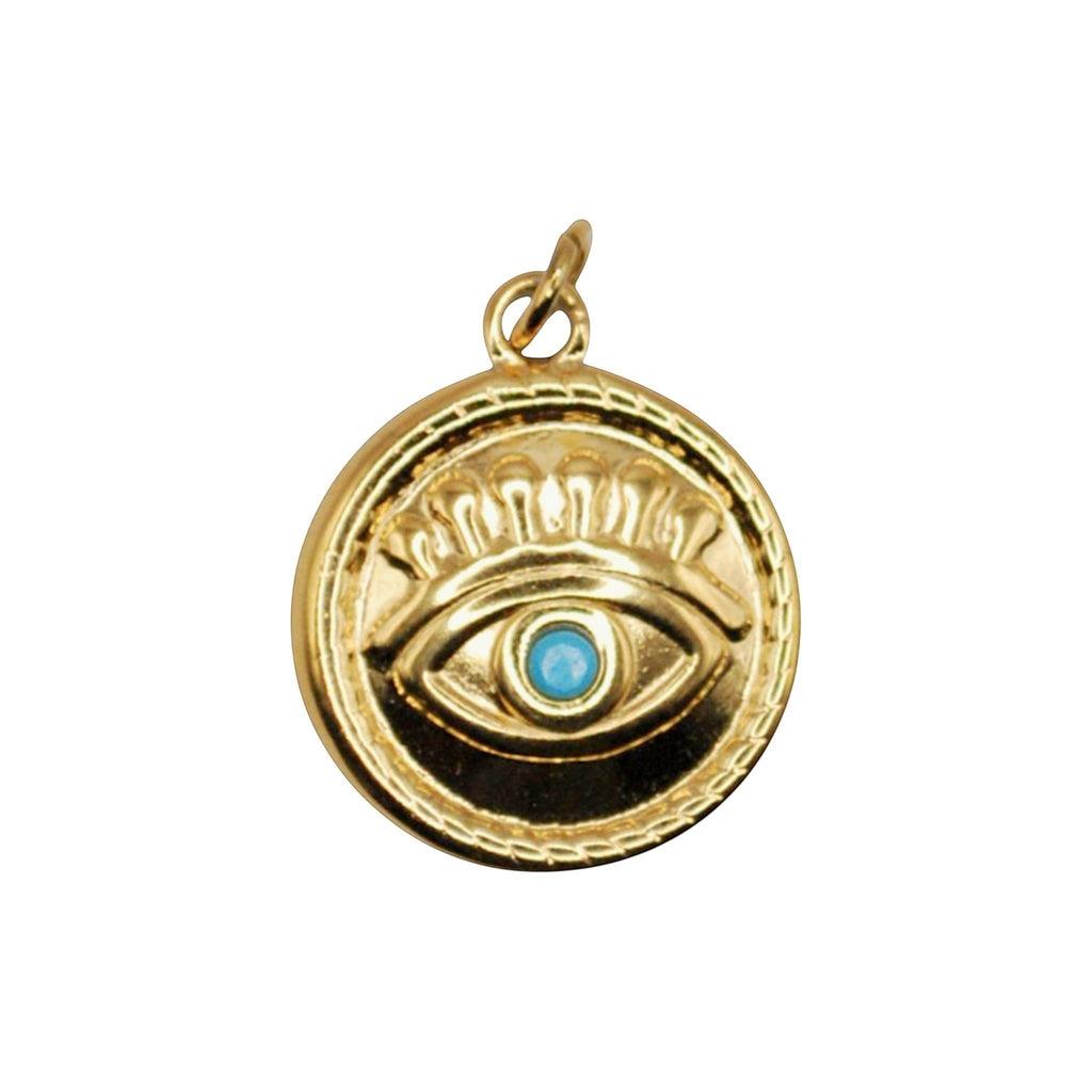 Złoty charms HOOKS Blue Eyed Charm ze stali nierdzewnej z motywem oka i niebieskim akcentem do bransoletki