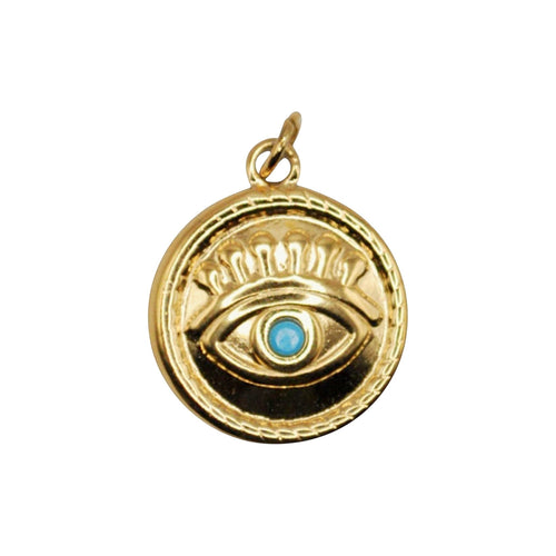 Złoty charms HOOKS Blue Eyed Charm ze stali nierdzewnej z motywem oka i niebieskim akcentem do bransoletki