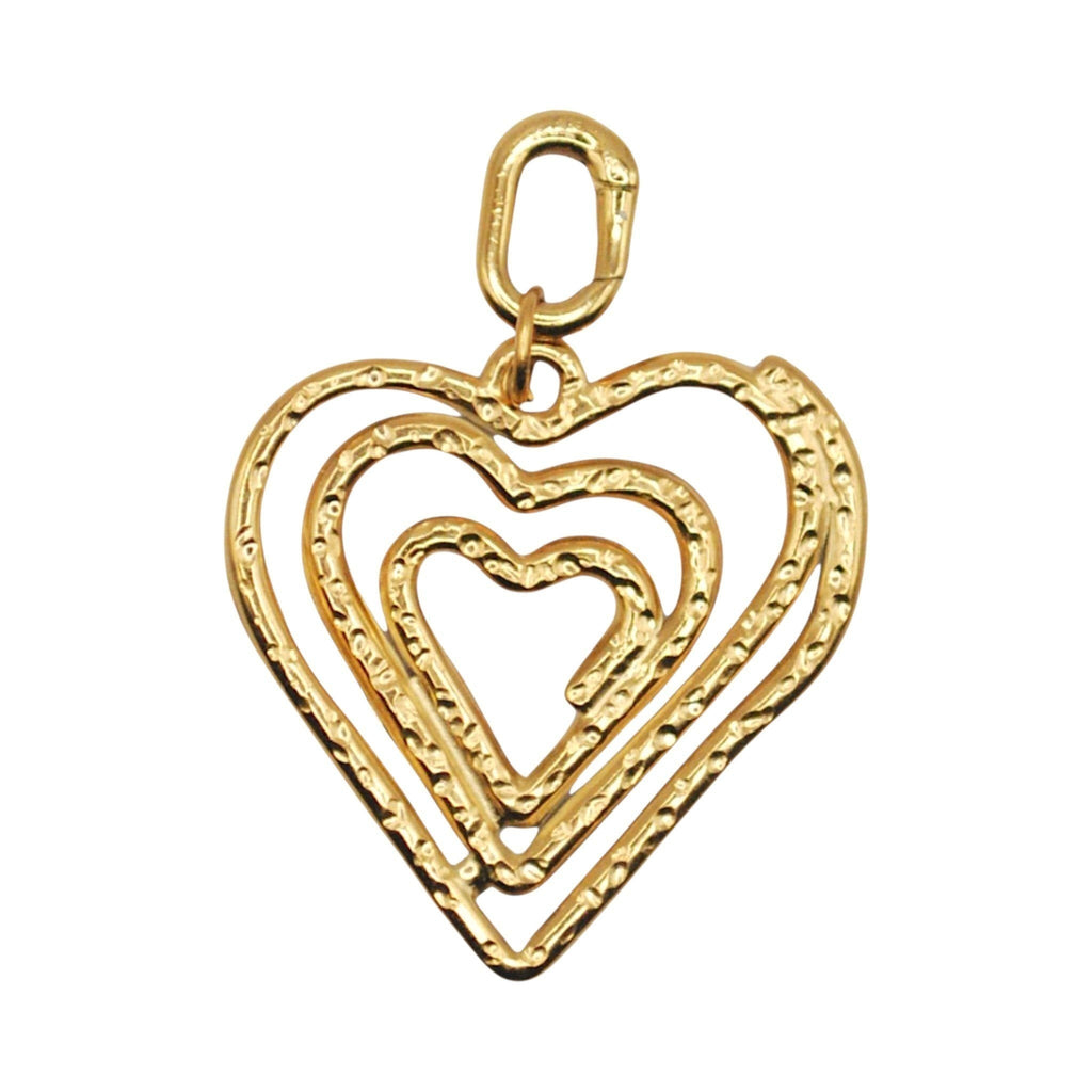 Złoty charms HOOKS Crazy Love w kształcie potrójnego serca ze stali nierdzewnej z praktycznym zapięciem typu hook.