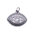 Srebrny charms Evil Eye marki HOOKS ze stali nierdzewnej z błyszczącym kryształkiem i zapięciem typu hook.
