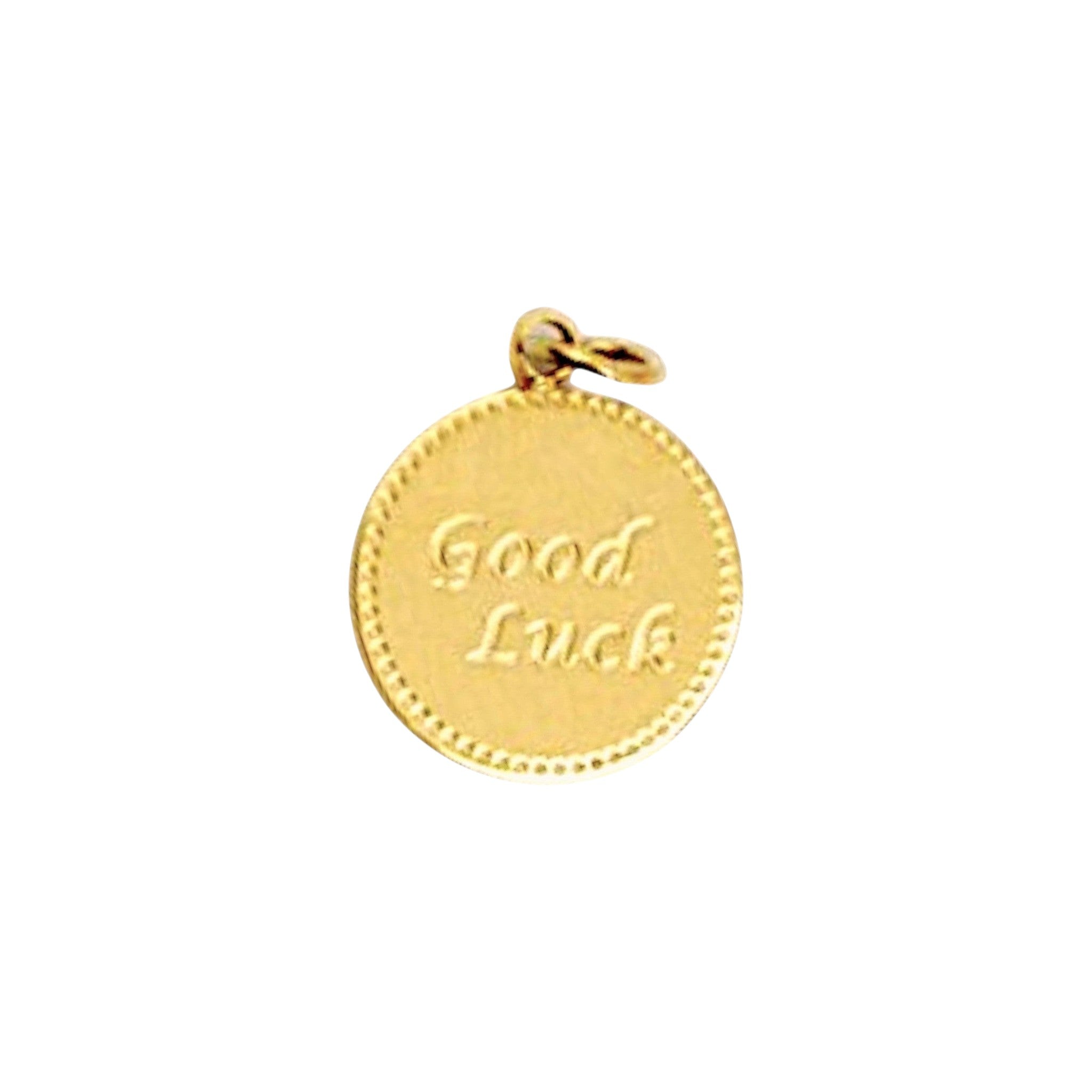 Złoty charms Good Luck marki HOOKS ze stali nierdzewnej z zapięciem typu hook do bransoletek i naszyjników.