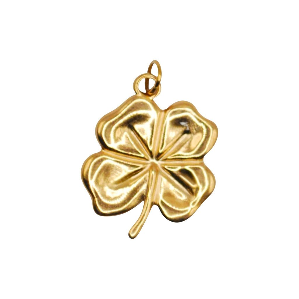 Złoty charms koniczyna HOOKS ze stali nierdzewnej z zapięciem typu hook do bransoletek i naszyjników.