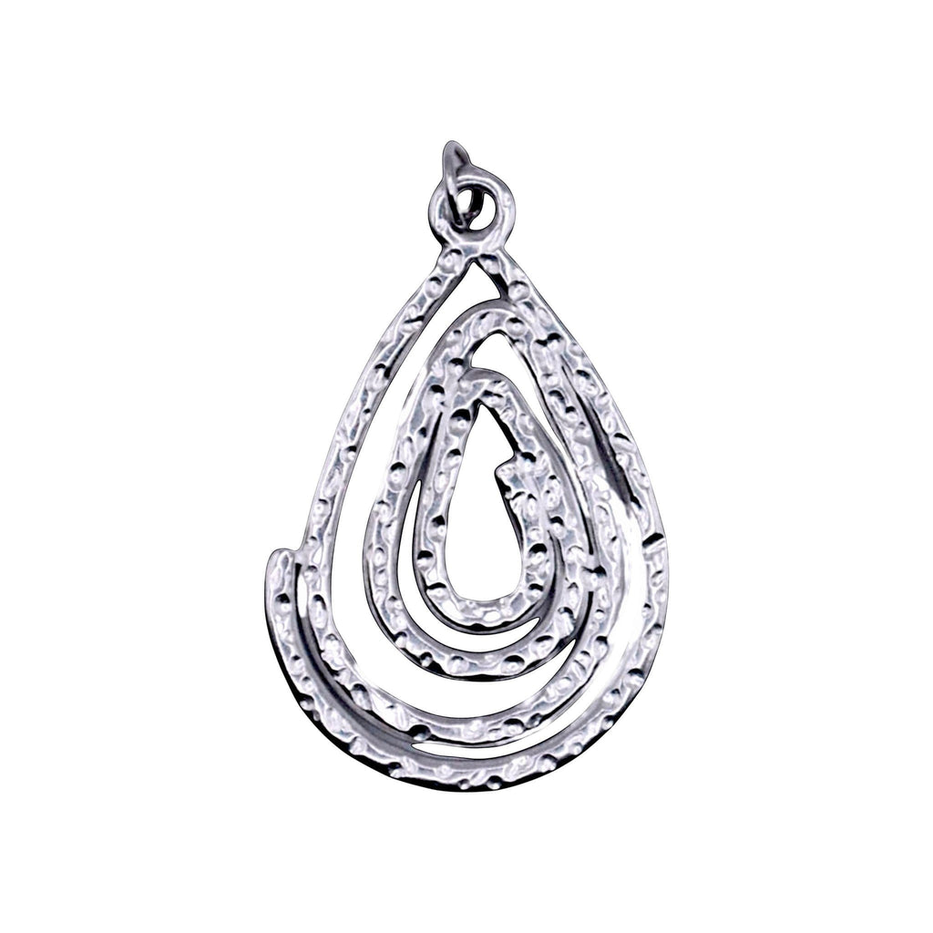 Srebrzysty charms HOOKS w kształcie kropli z młotkowanej stali nierdzewnej z zapięciem typu hook do bransoletek.