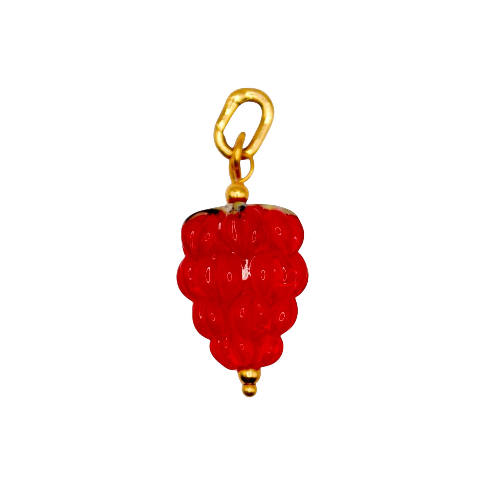 Czerwony charms w kształcie maliny ze złotym zapięciem typu hook marki HOOKS ze stali nierdzewnej.