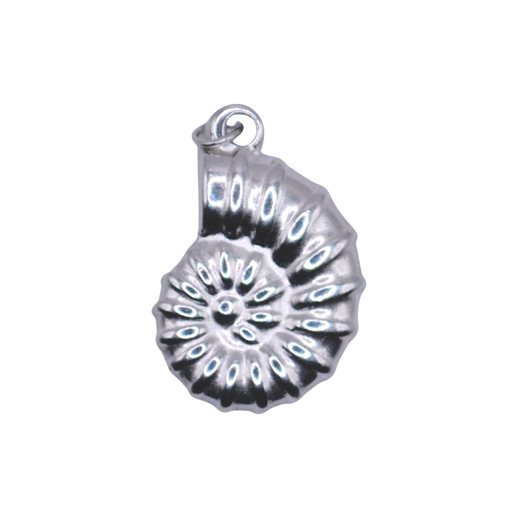Srebrzysty charms muszla Conch Shell od HOOKS ze stali nierdzewnej z zapięciem do bransoletek i naszyjników.
