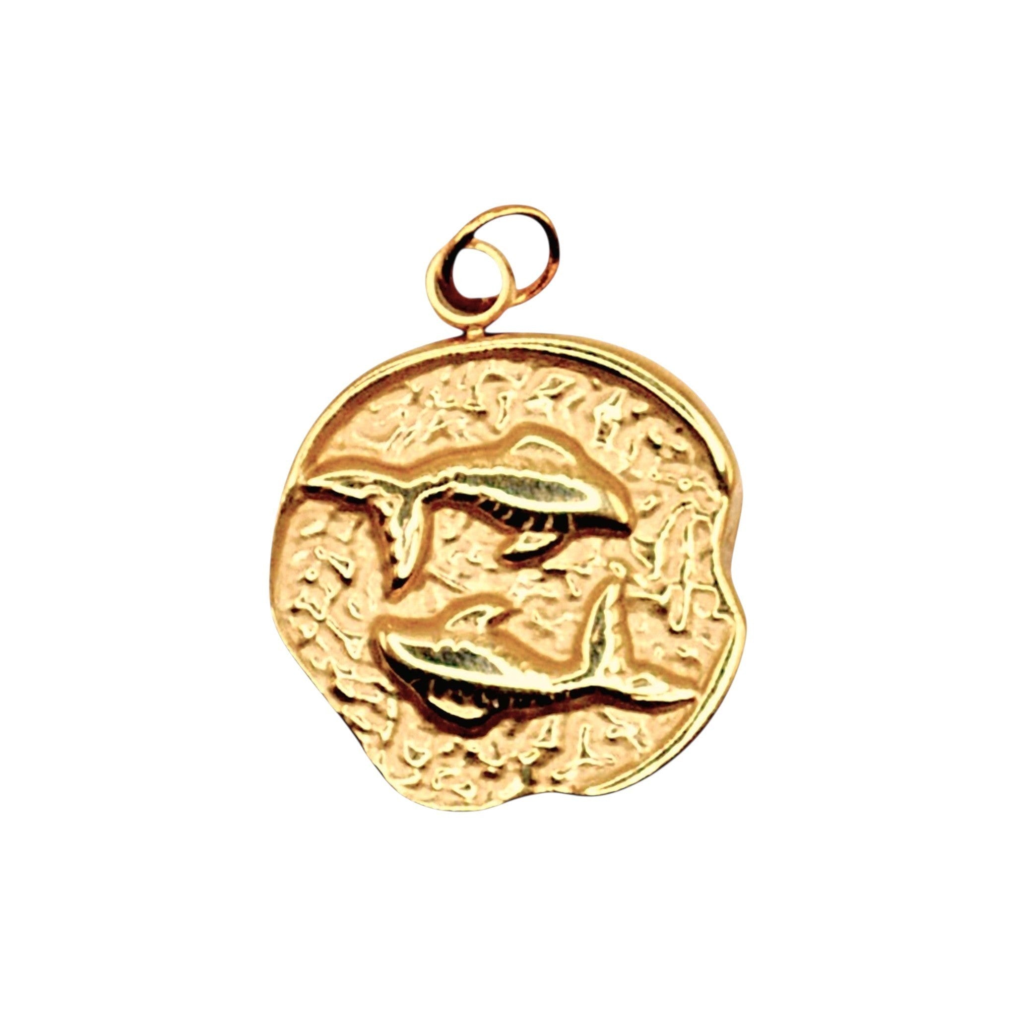 Złoty charms HOOKS ze znakiem zodiaku Ryby, wykonany ze stali nierdzewnej z praktycznym zapięciem typu hook.