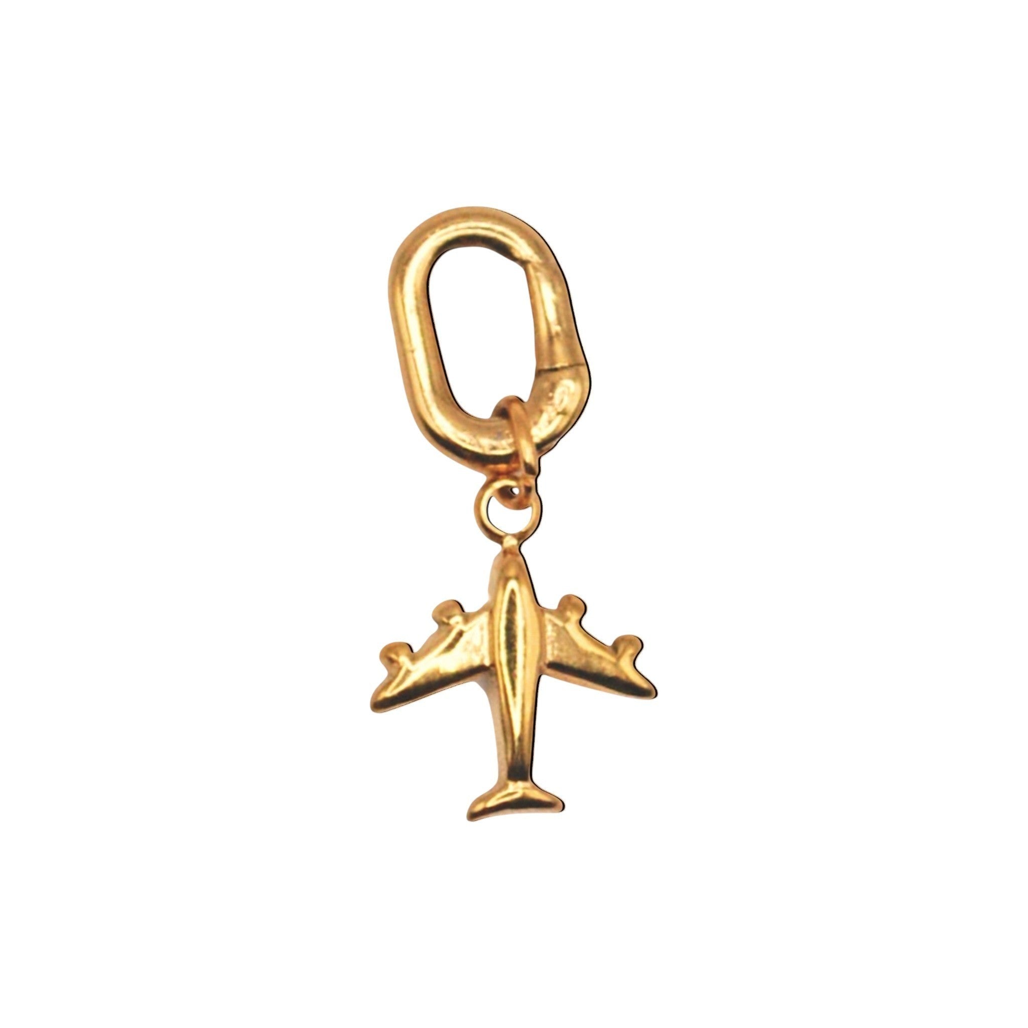 zloty-1 charms w kształcie samolotu ze stali nierdzewnej z zapięciem typu hook marki HOOKS do bransoletek i naszyjników.