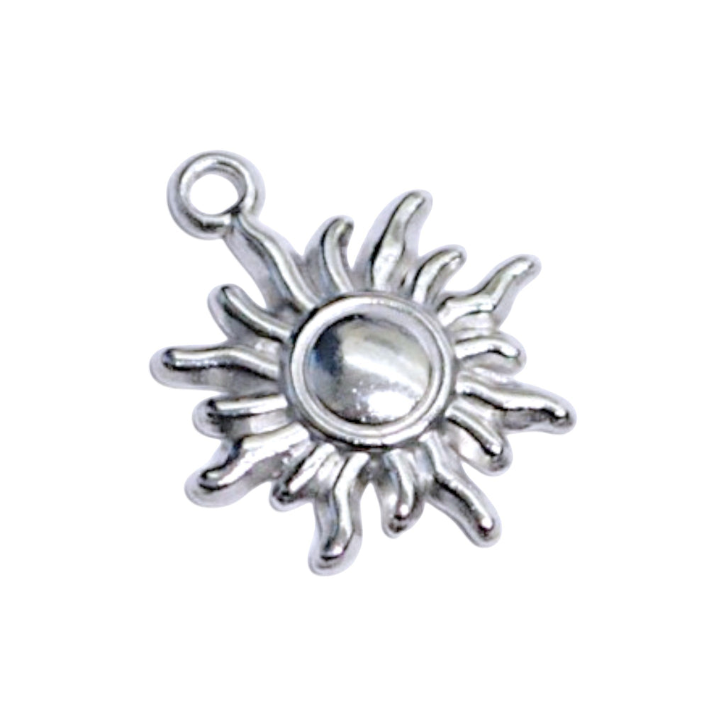 Srebrzysty charms HOOKS w kształcie słońca ze stali nierdzewnej z praktycznym zapięciem typu hook