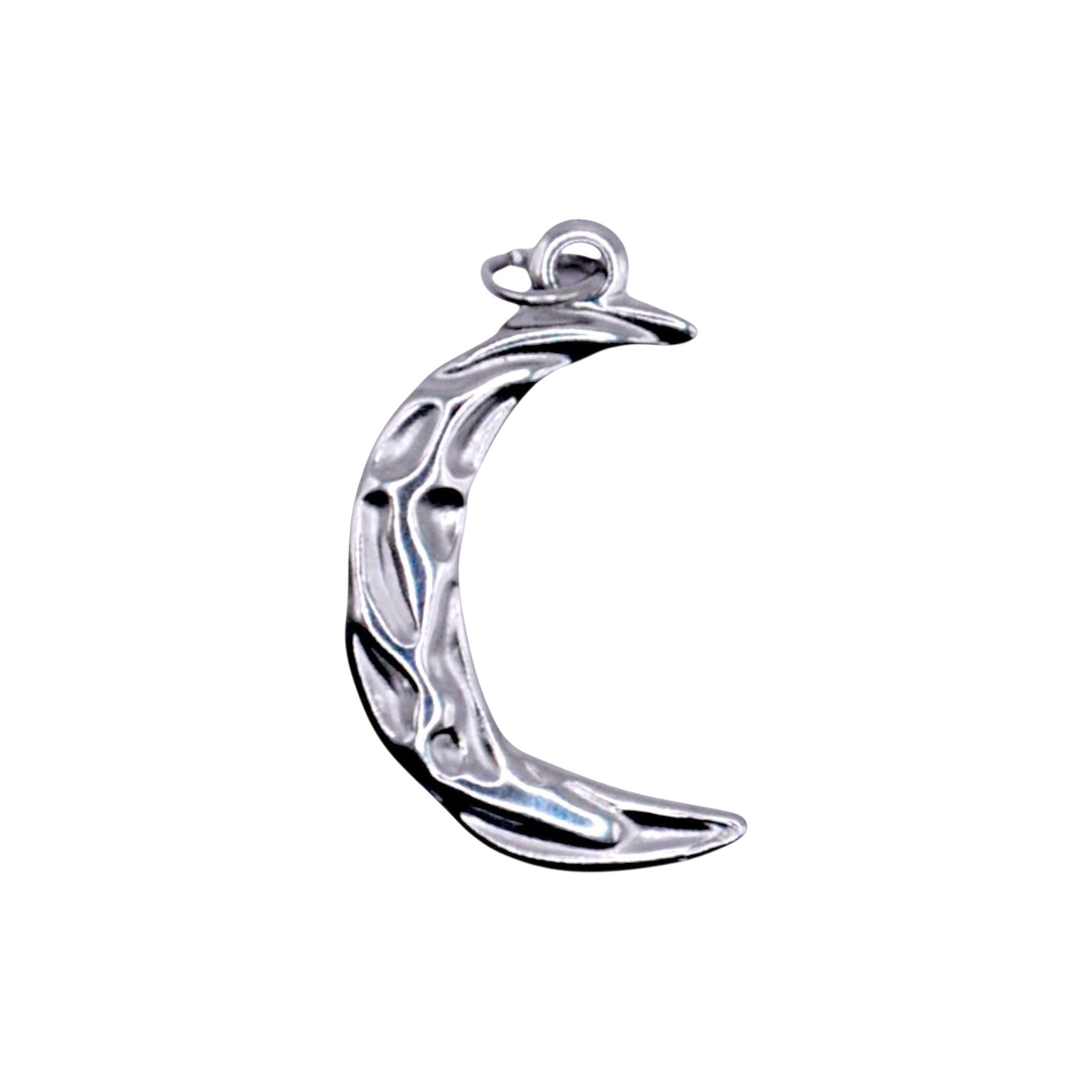 Srebrny charms Luna Charm marki HOOKS w kształcie księżyca ze stali nierdzewnej z praktycznym zapięciem typu hook.