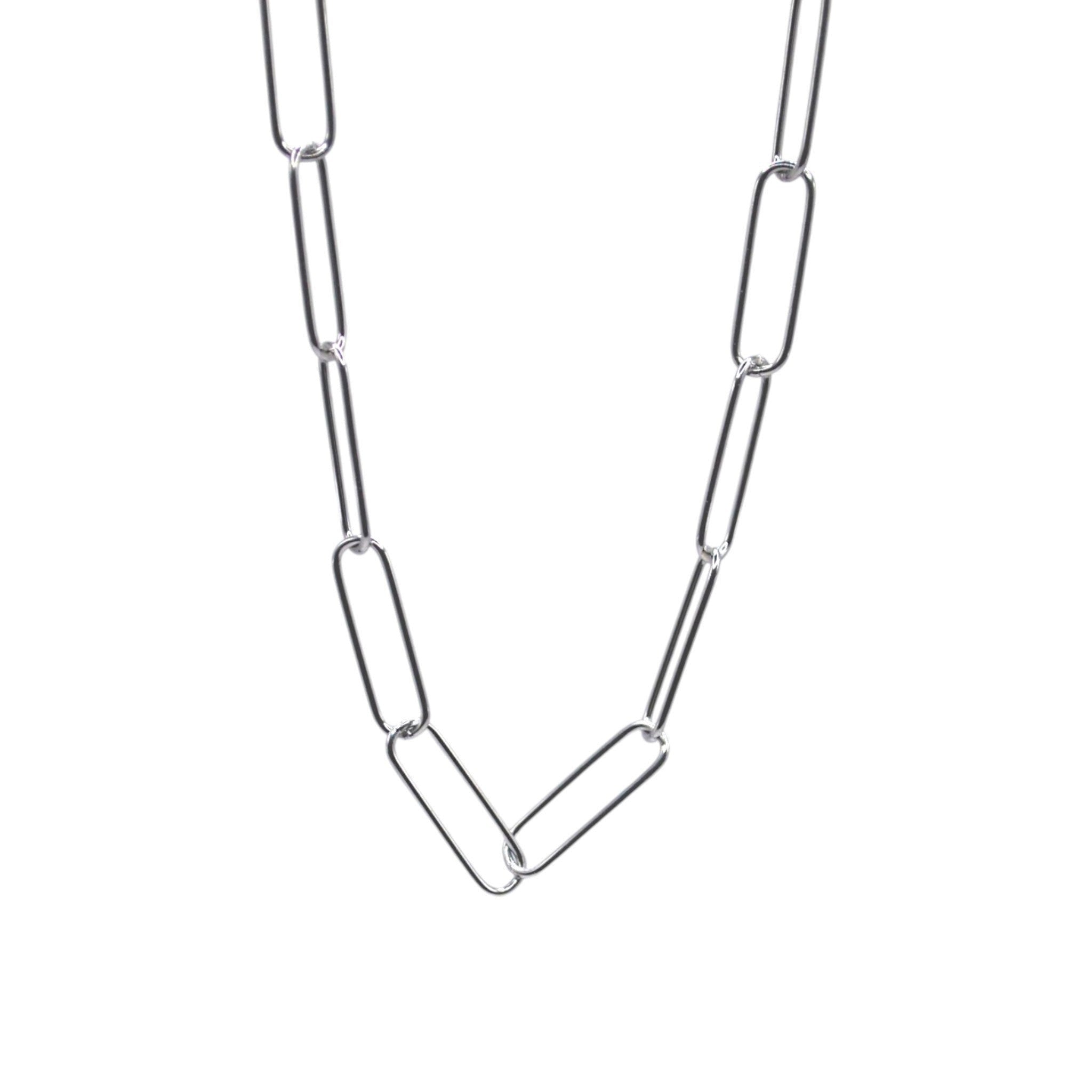 Srebrny naszyjnik Paperclip ze stali nierdzewnej marki HOOKS z możliwością personalizacji charmsami