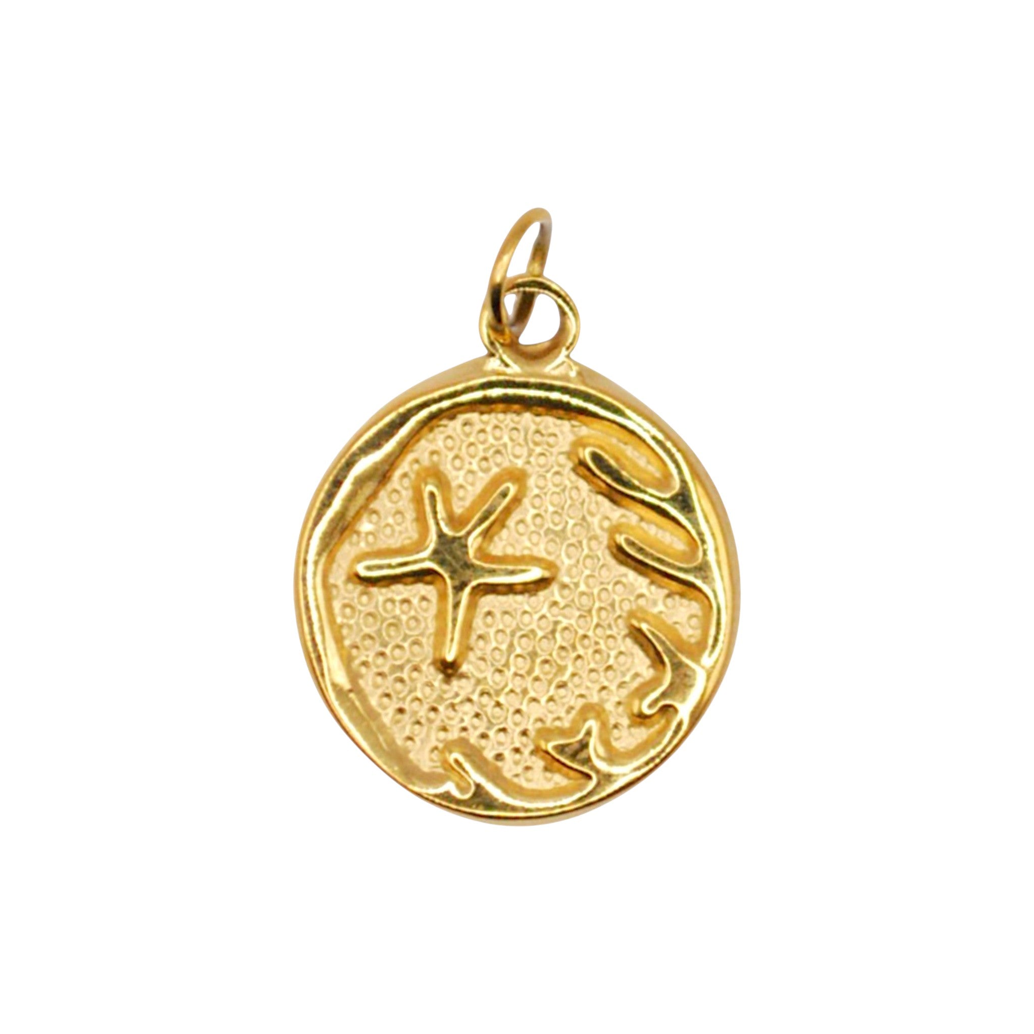 Złoty charms Reef Charm marki HOOKS ze stali nierdzewnej z motywem rozgwiazdy i zapięciem typu hook.