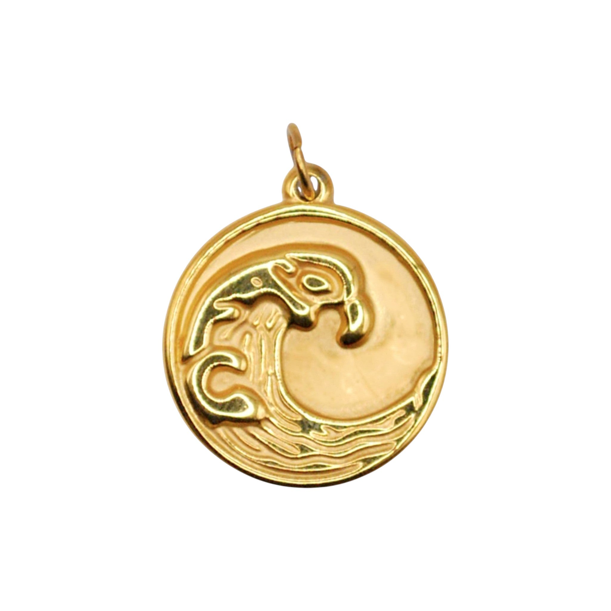 Złoty charms Wave Charm marki HOOKS ze stali nierdzewnej z motywem fali, idealny do bransoletek i naszyjników.